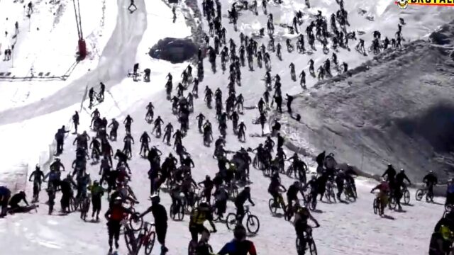 Absurdalny karambol na zimowych zawodach downhill